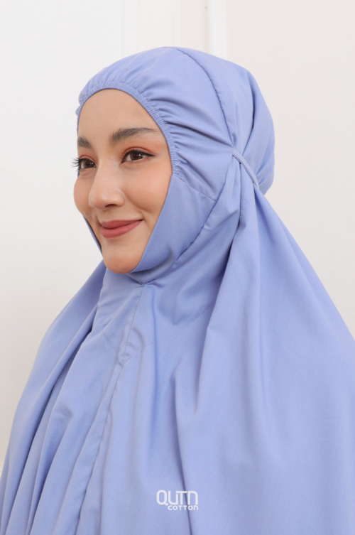 Telekung Hanna Ruffle Adult in Denim Blue