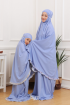 Telekung Hanna Ruffle Ibu Anak in Denim Blue