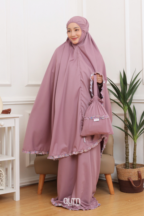 Telekung Hanna Ruffle Adult in Lavender Purple