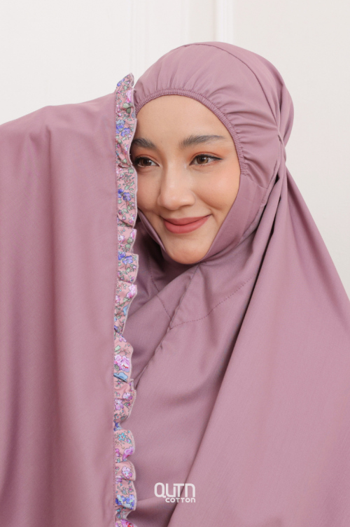 Telekung Hanna Ruffle Adult in Lavender Purple