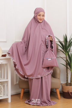 Telekung Hanna Ruffle Adult in Lavender Purple