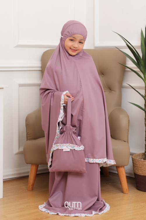 Telekung Hanna Ruffle Ibu Anak in Lavender Purple