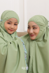 Telekung Hanna Ruffle Ibu Anak in Apple Green