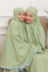 Telekung Hanna Ruffle Ibu Anak in Apple Green