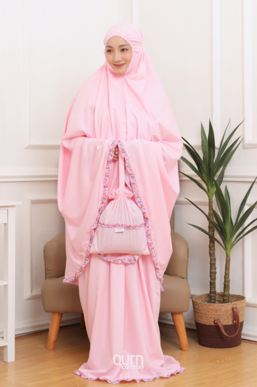 Telekung Hanna Ruffle Adult in Blush Pink