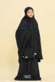 Telekung Hanna Cotton in Midnight Black