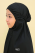 Telekung Hanna Cotton in Midnight Black